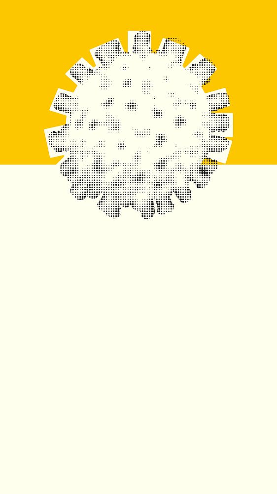 Halftone coronavirus on yellow and cream background vector