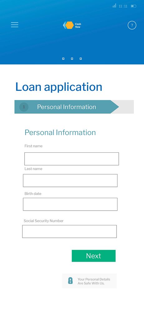 Loan application on a mobile phone screen vector