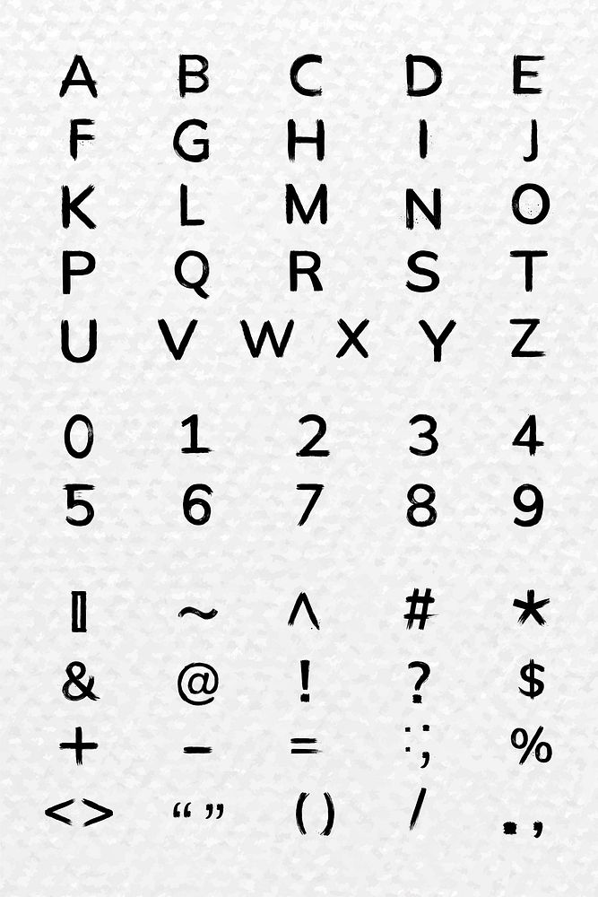 Alphabet,Numbers,Symbols brush stroke hand drawn typography set