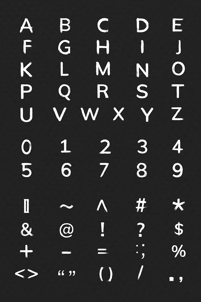 Alphabet,Numbers,Symbols brush stroke style typography