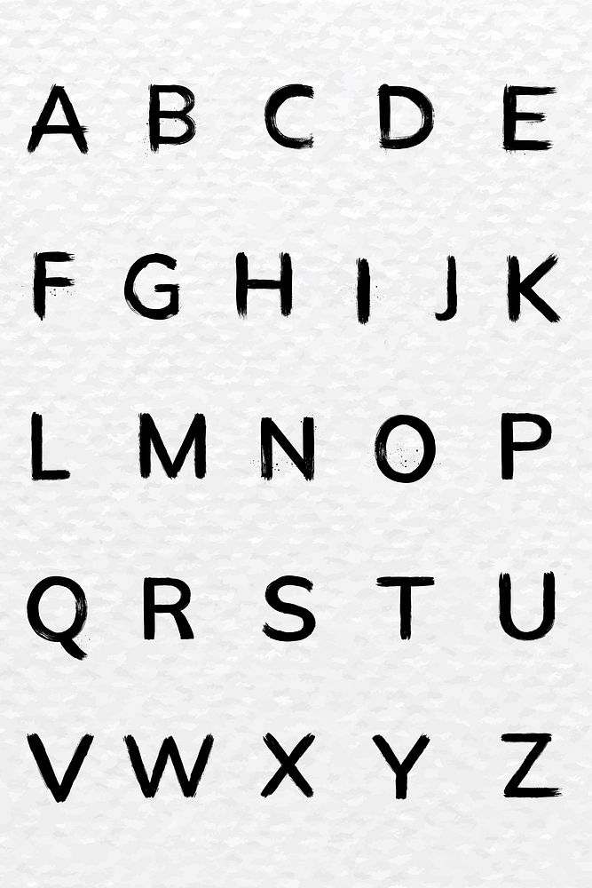 Alphabet brush stroke hand drawn font style set