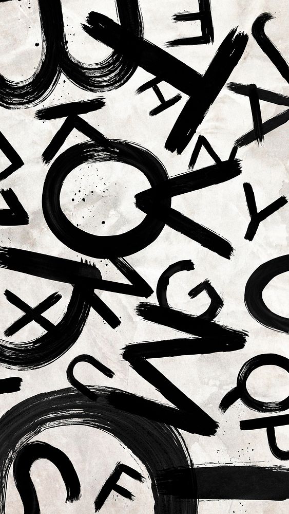 Jumbled letters brush stroke style typography