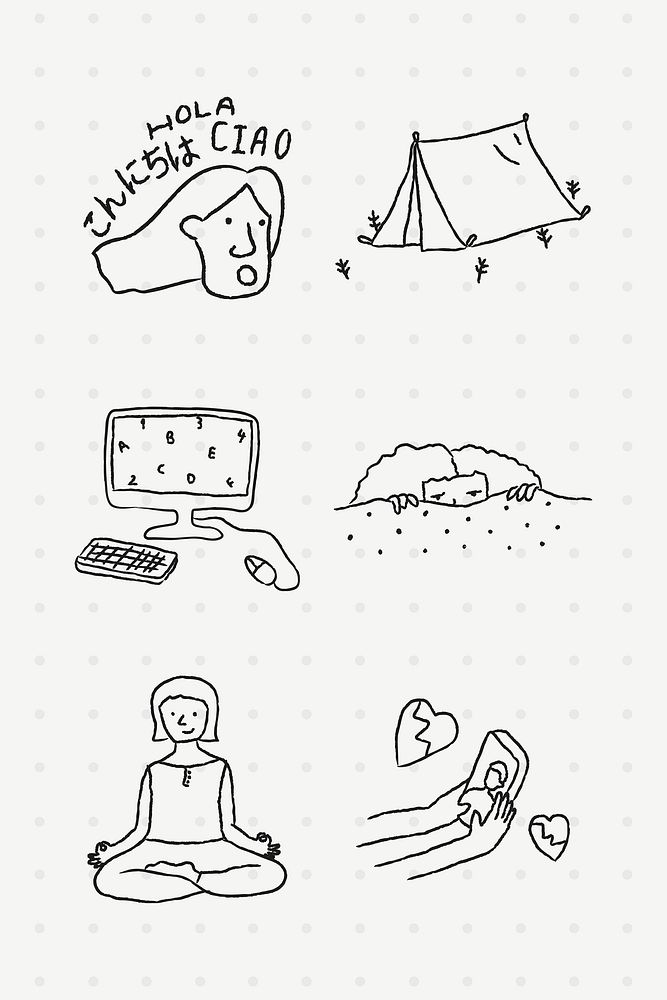 Stuck at home to do list doodle style vector set