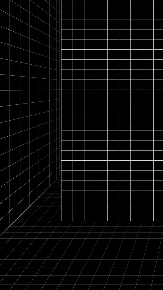 3D wireframe grid room background vector