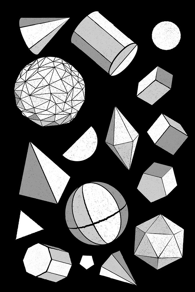 3D geometric shape set vector