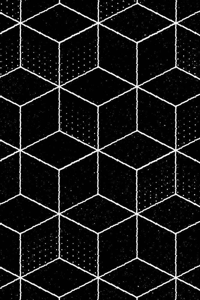 Seamless 3D geometric cubic pattern on a black background vector 