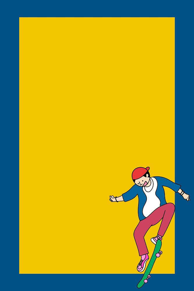 Young skateboarder character on two tone background vector
