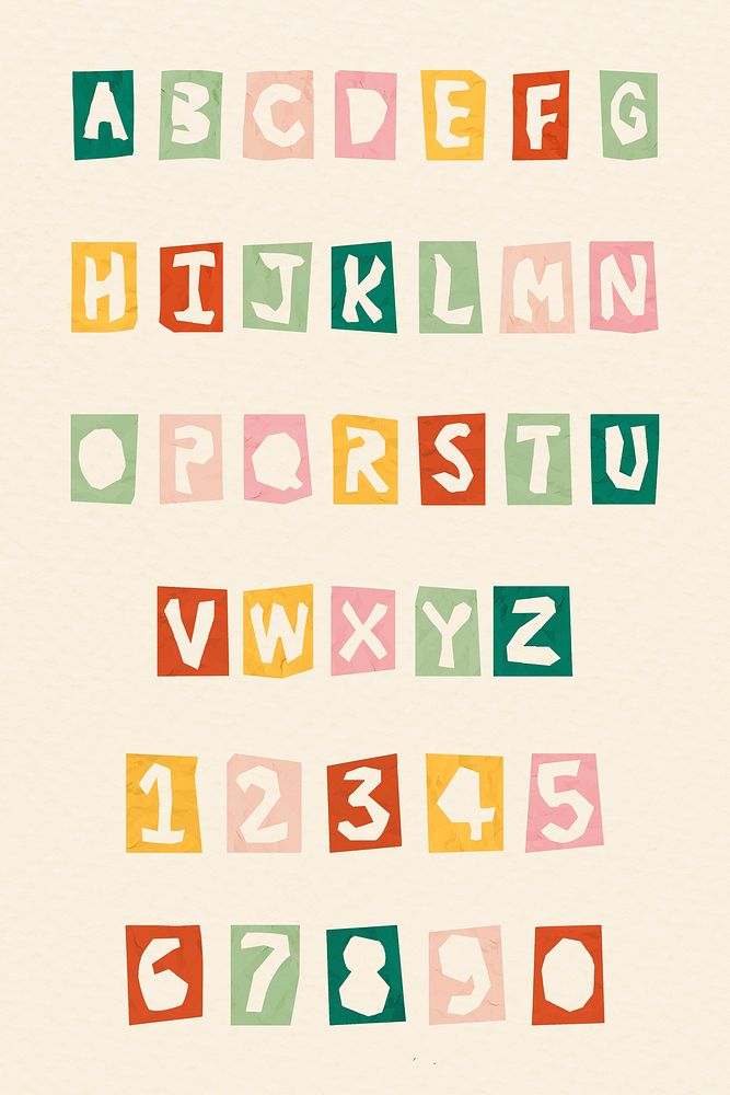 Alphabets and numbers psd typography set 