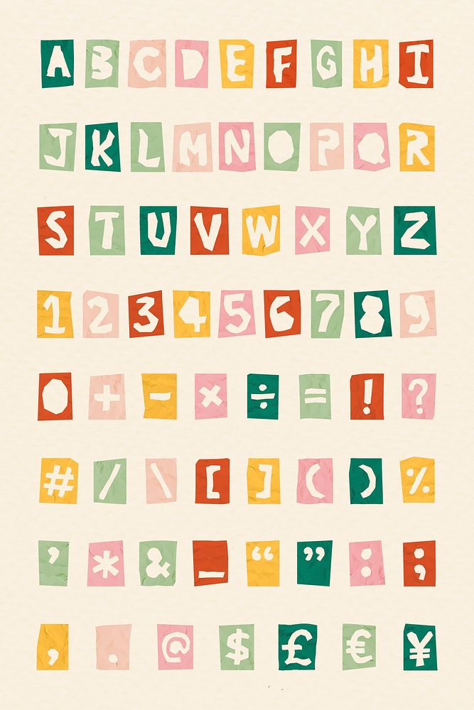Alphabet, symbols, numbers psd lettering font 