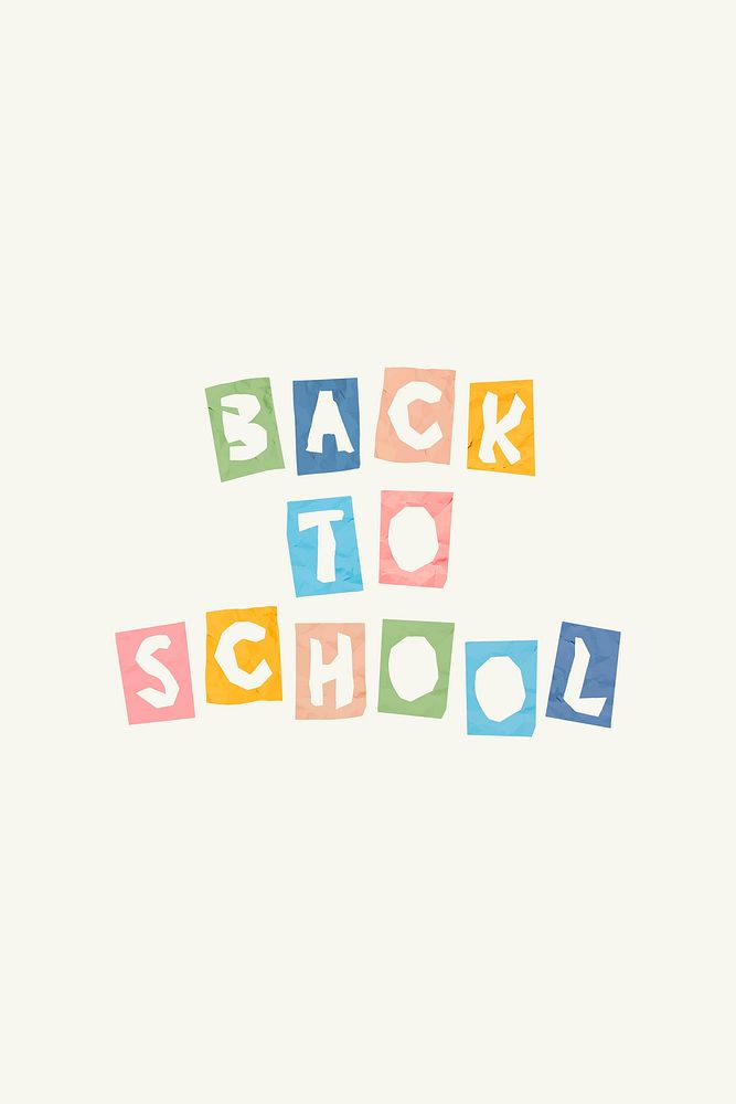 BACK TO SCHOOL cute lettering phrase paper cut vector typography font