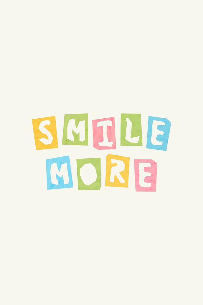 Smile more text torn paper psd typography font