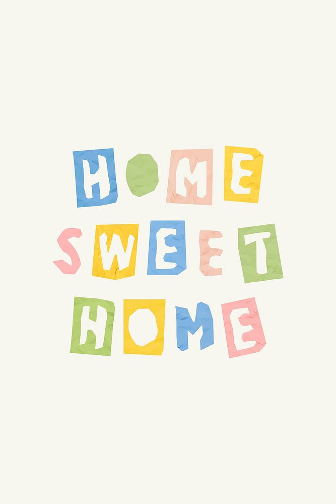 Paper cut typography font vector HOME SWEET HOME phrase 