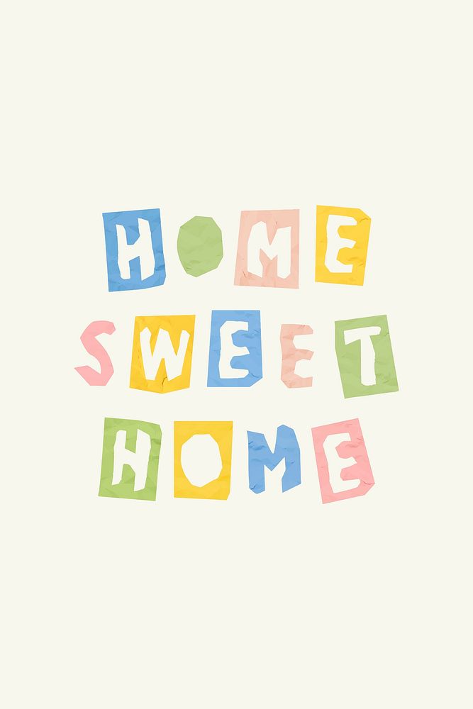 Cute message psd home sweet home typography paper cut font