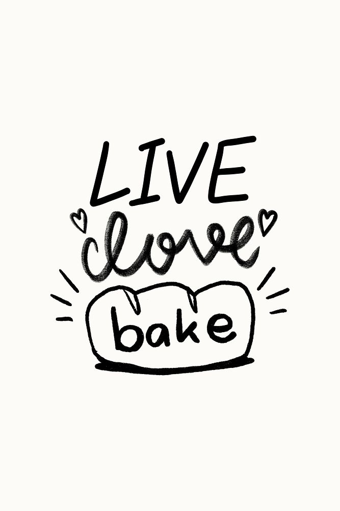 Doodle text Live love bake typography