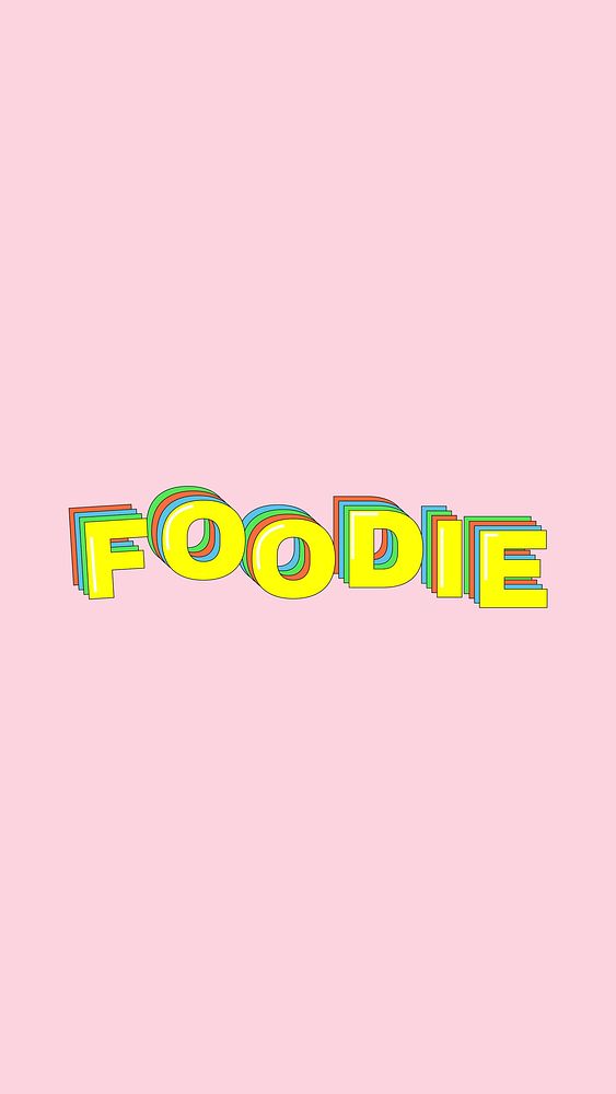 Yellow FOODIE word typography on pink