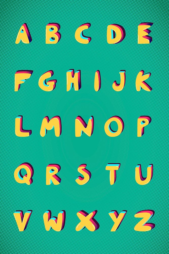A-Z bold funky font vector alphabet typography set