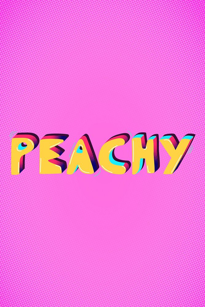Peachy funky text typography word vector