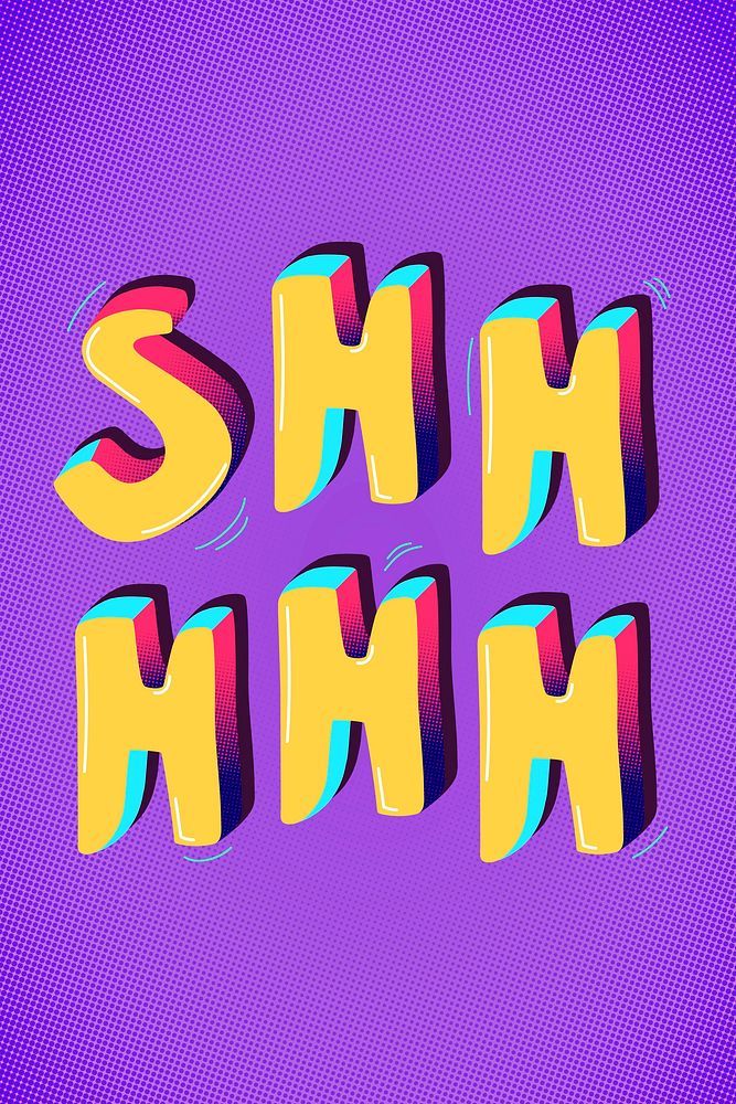 Shhhhh funky interjection word typography vector