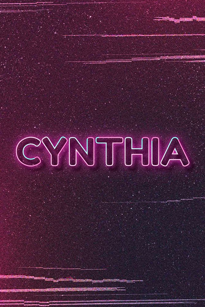 Cynthia word art vector neon typography