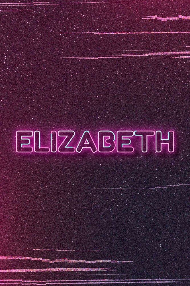 Elizabeth word art vector neon typography