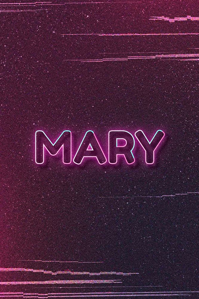 Mary word art vector neon typography