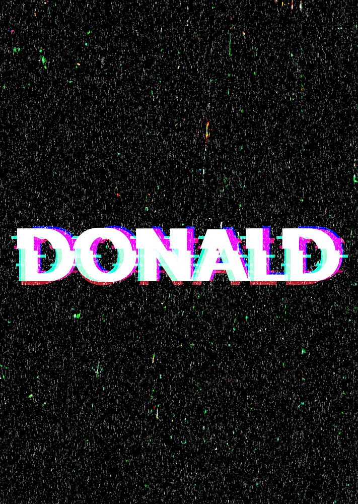 Vector Donald male name typography glitch effect