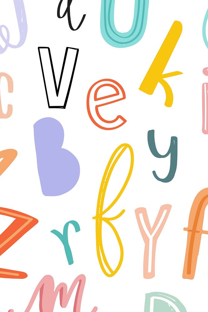 Alphabet doodle typography vector background