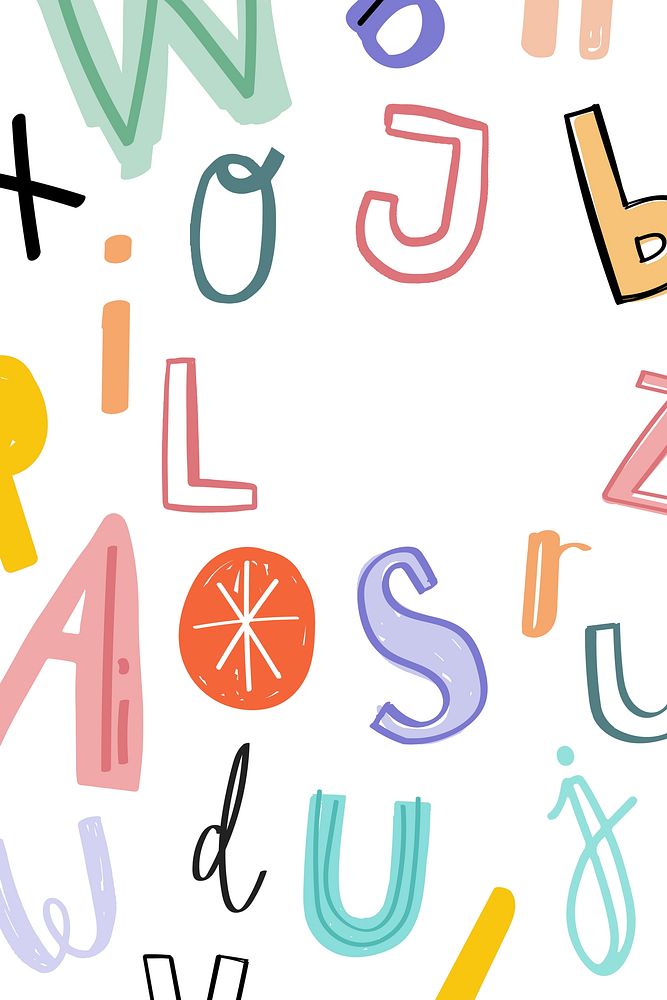 Doodle alphabet style typography font design space