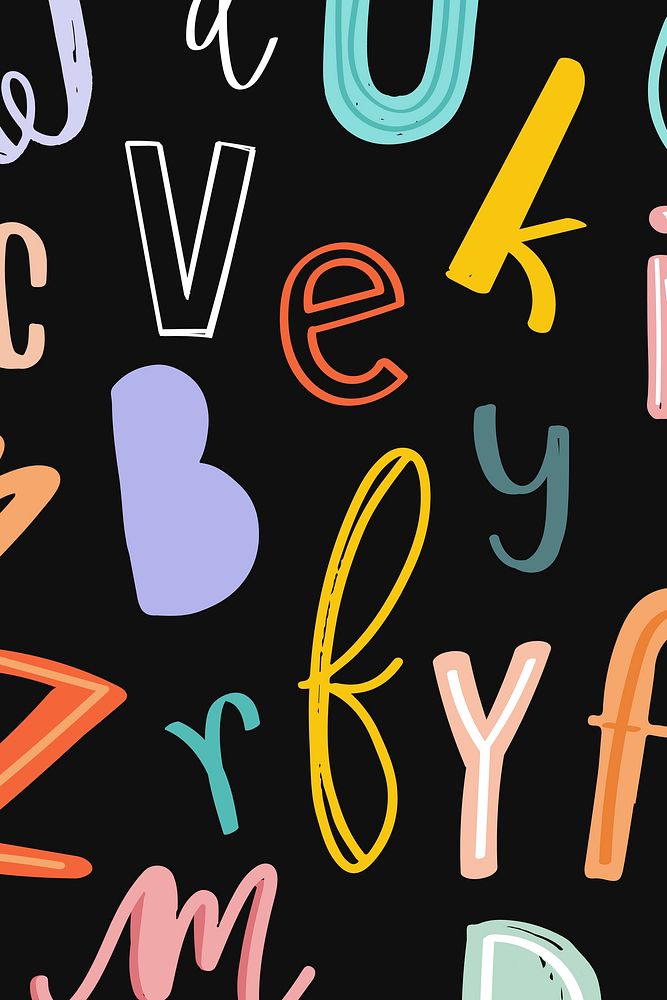 Hand drawn alphabet doodle typography vector background