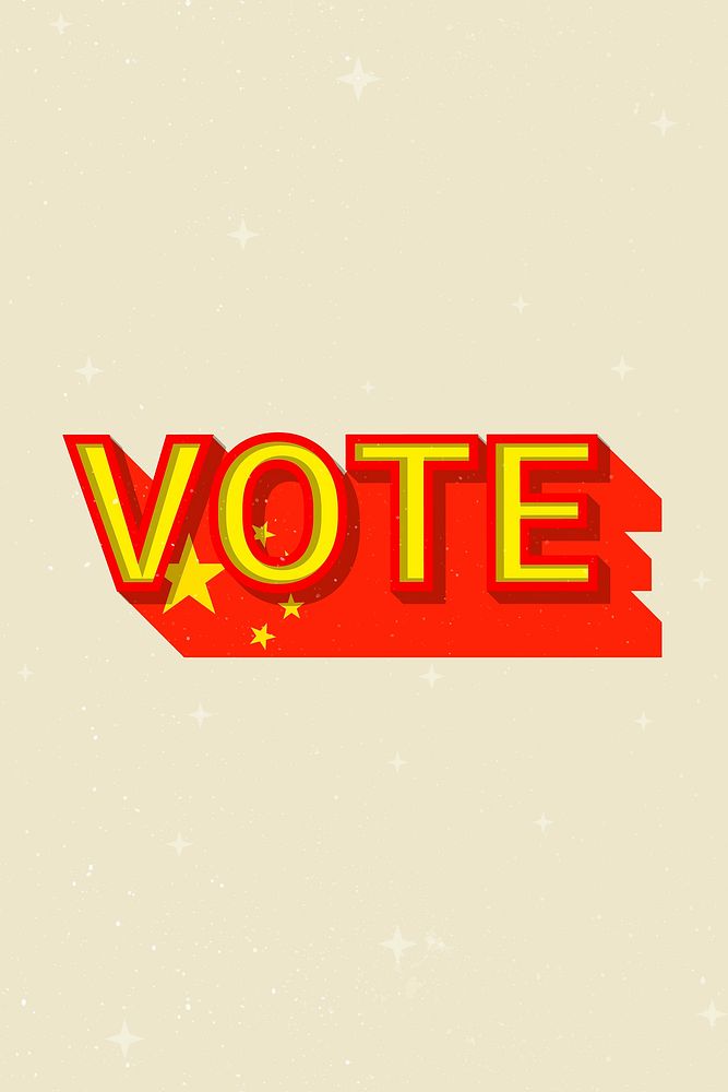 Vote China flag text vector