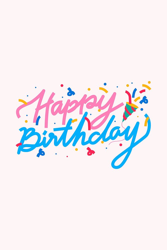 Fancy Happy Birthday doodle font vector