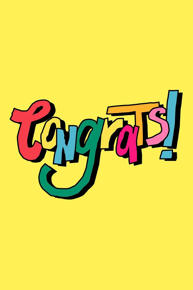 Hand lettering congrats! word psd typography