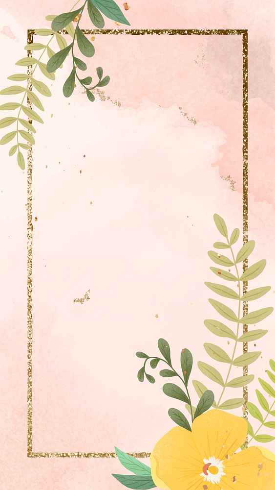 Pink shimmery flower frame psd on watercolored banner