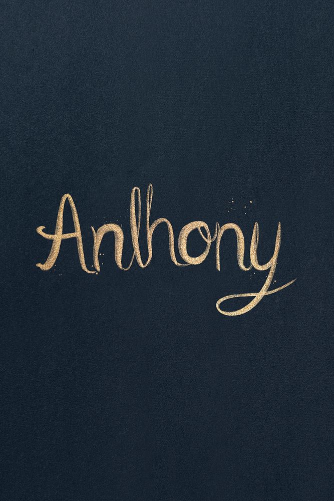 Shimmery gold font psd Anthony typography