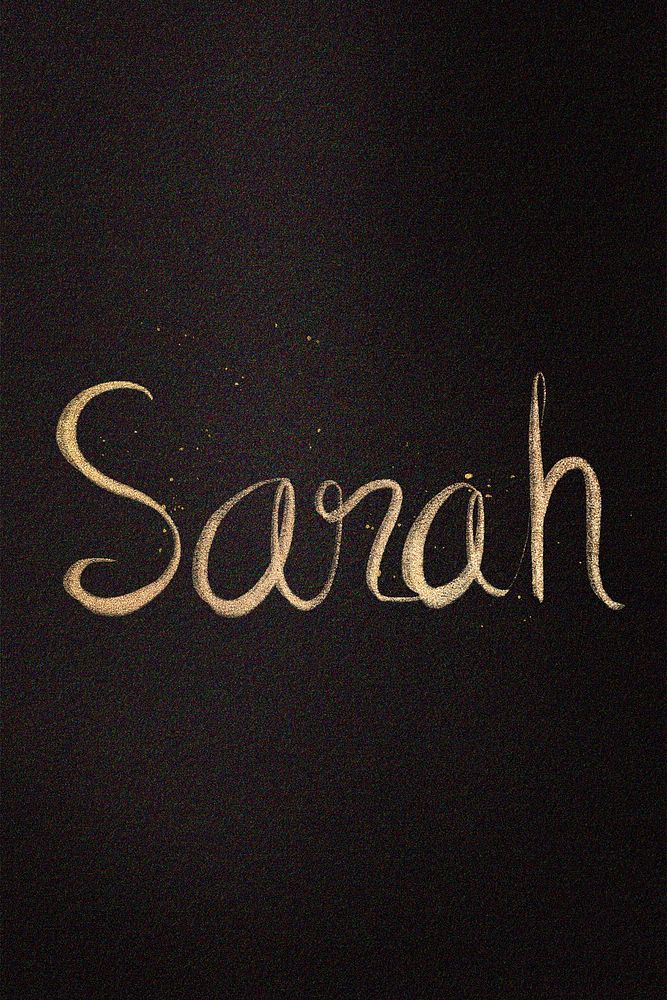Gold sparkling Sarah name cursive handwriting typography