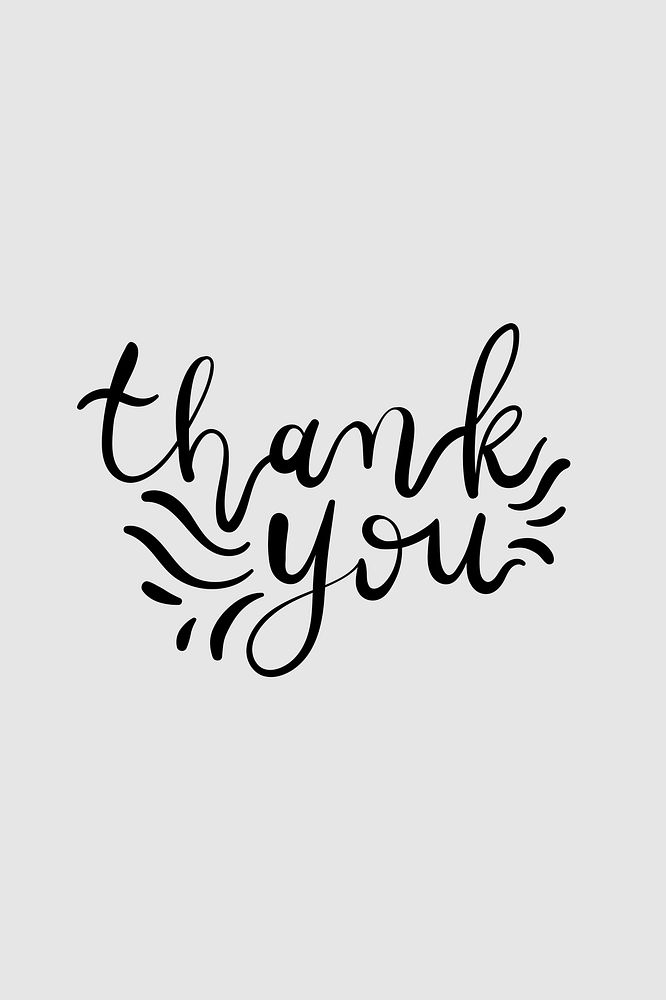 Thank you black calligraphy psd text typography