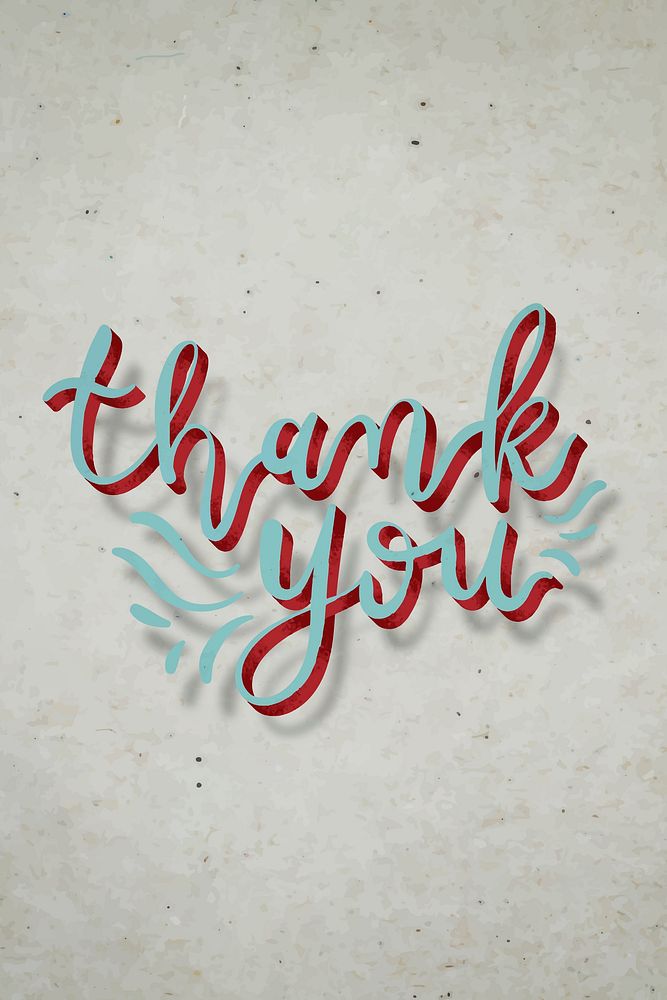 Thank you doodle text vector typography