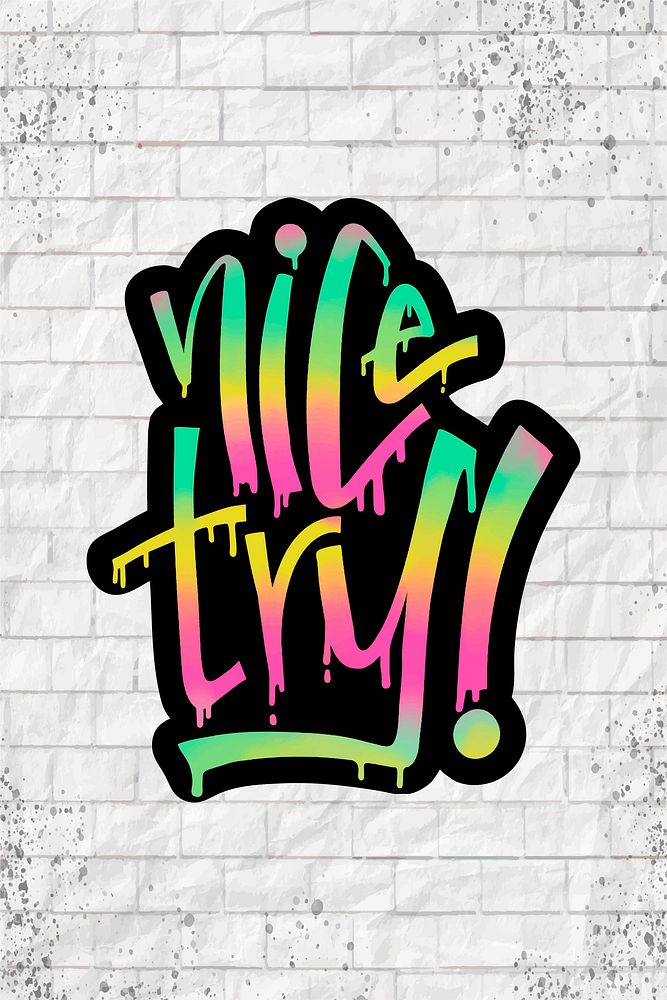 Colorful graffiti vector nice try! message typography