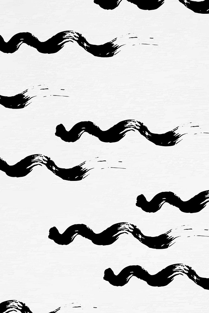 Seamless pattern of wavy vector ink brush background
