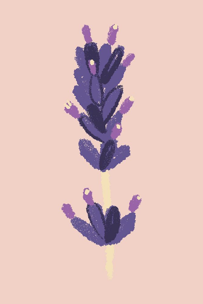 Lavender purple flower sticker vector hand drawn illustration