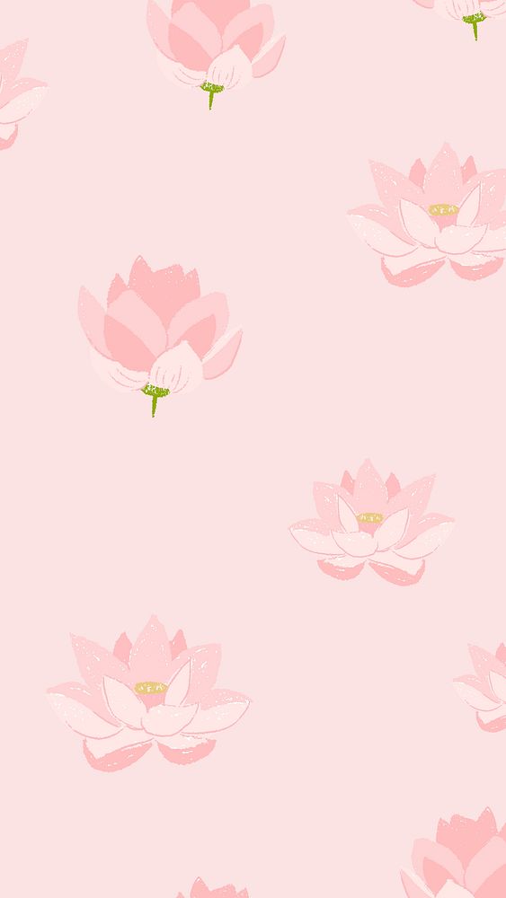 Pink lotus floral pattern pastel mobile wallpaper