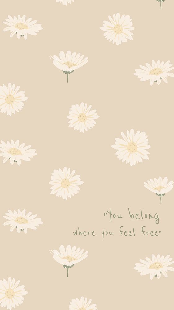 Inspirational quote floral social media story with daisy illustration you belong where you feel free