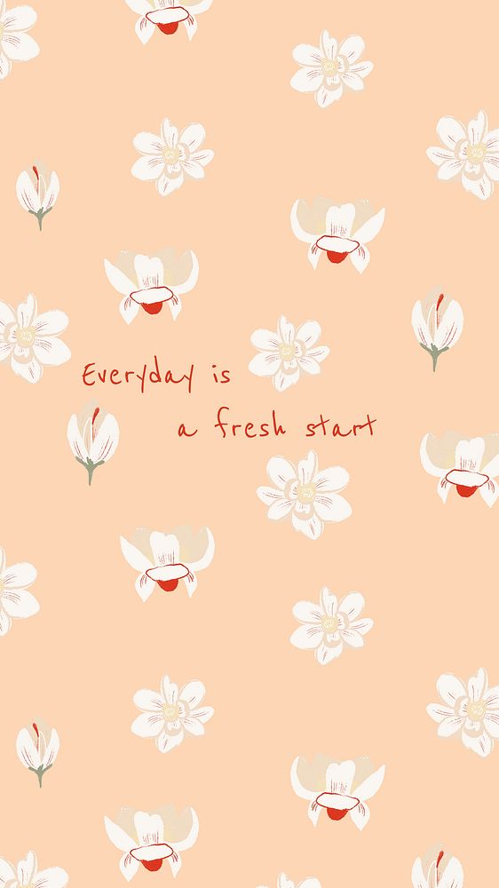 Inspirational quote floral social media story with magnolia illustration everyday is a fresh start