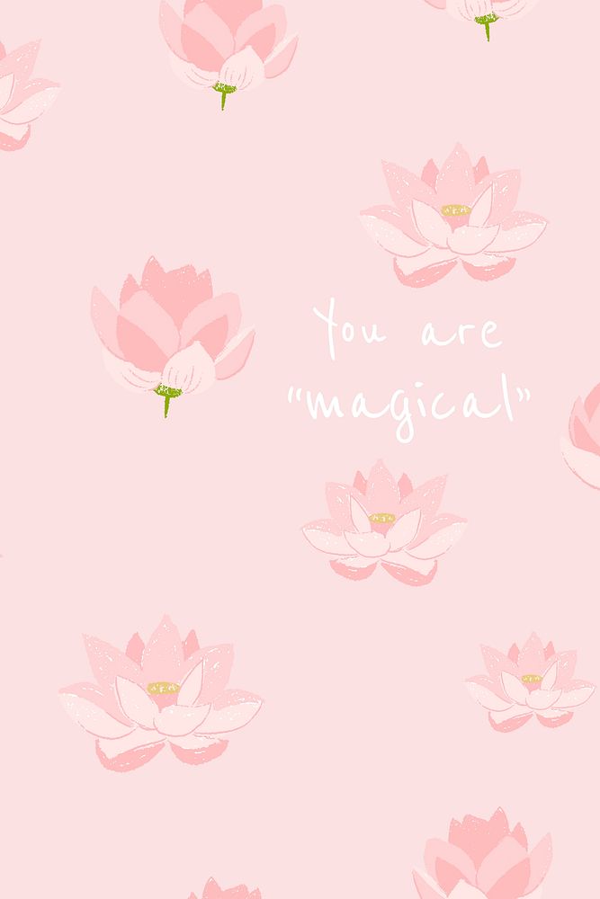 Beautiful pink floral blog banner with lotus illustration and inspirational quote you are magical