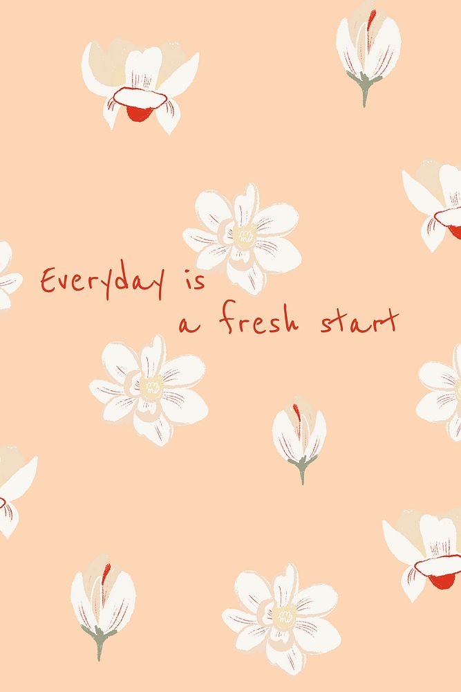 Feminine floral banner template vector magnolia illustration with inspirational quote