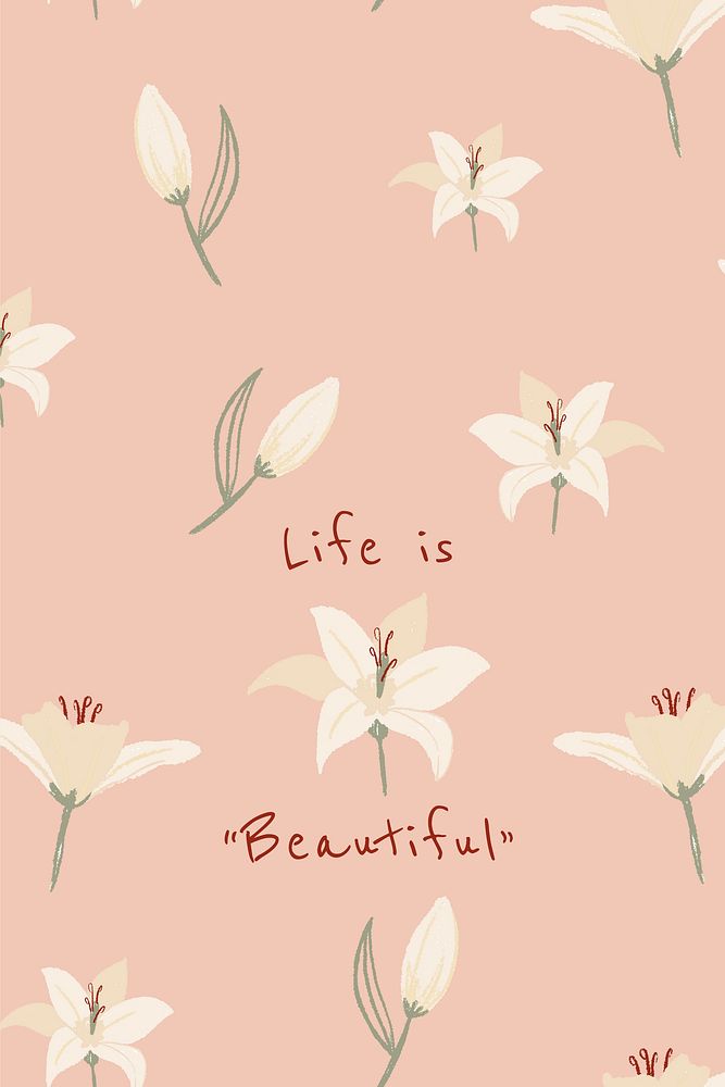 Feminine floral banner template vector lily illustration with inspirational quote