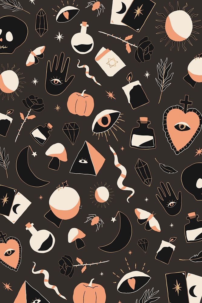 Bohemian Witchcraft doodle psd Halloween background