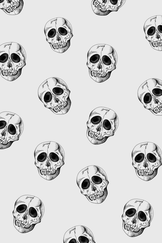 Vintage skull pattern gray background vector