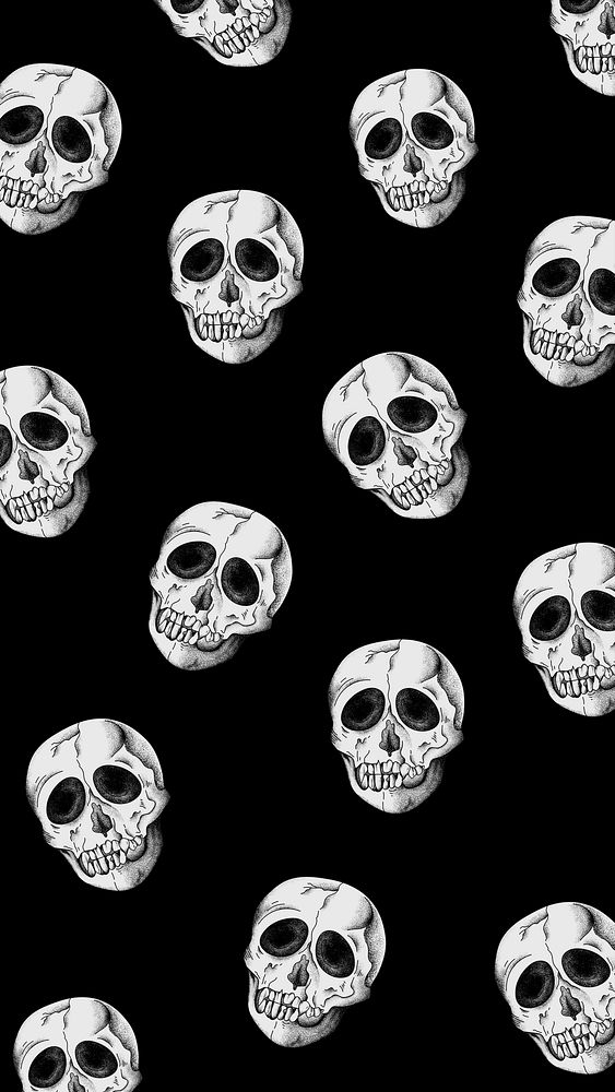 Vintage skull psd black mobile phone wallpaper