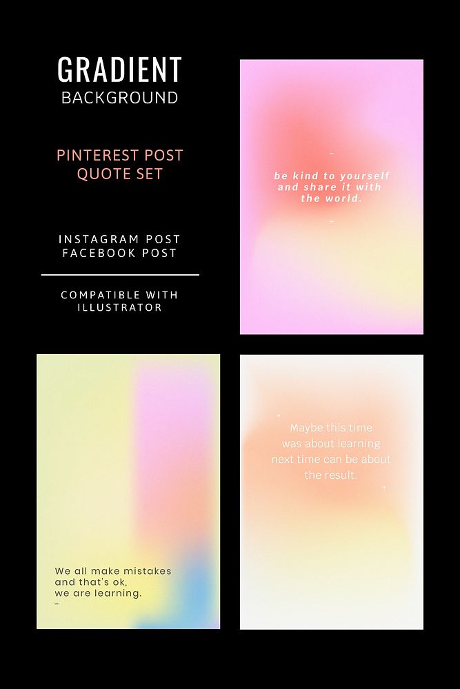 Pinterest post vector set blur gradient background
